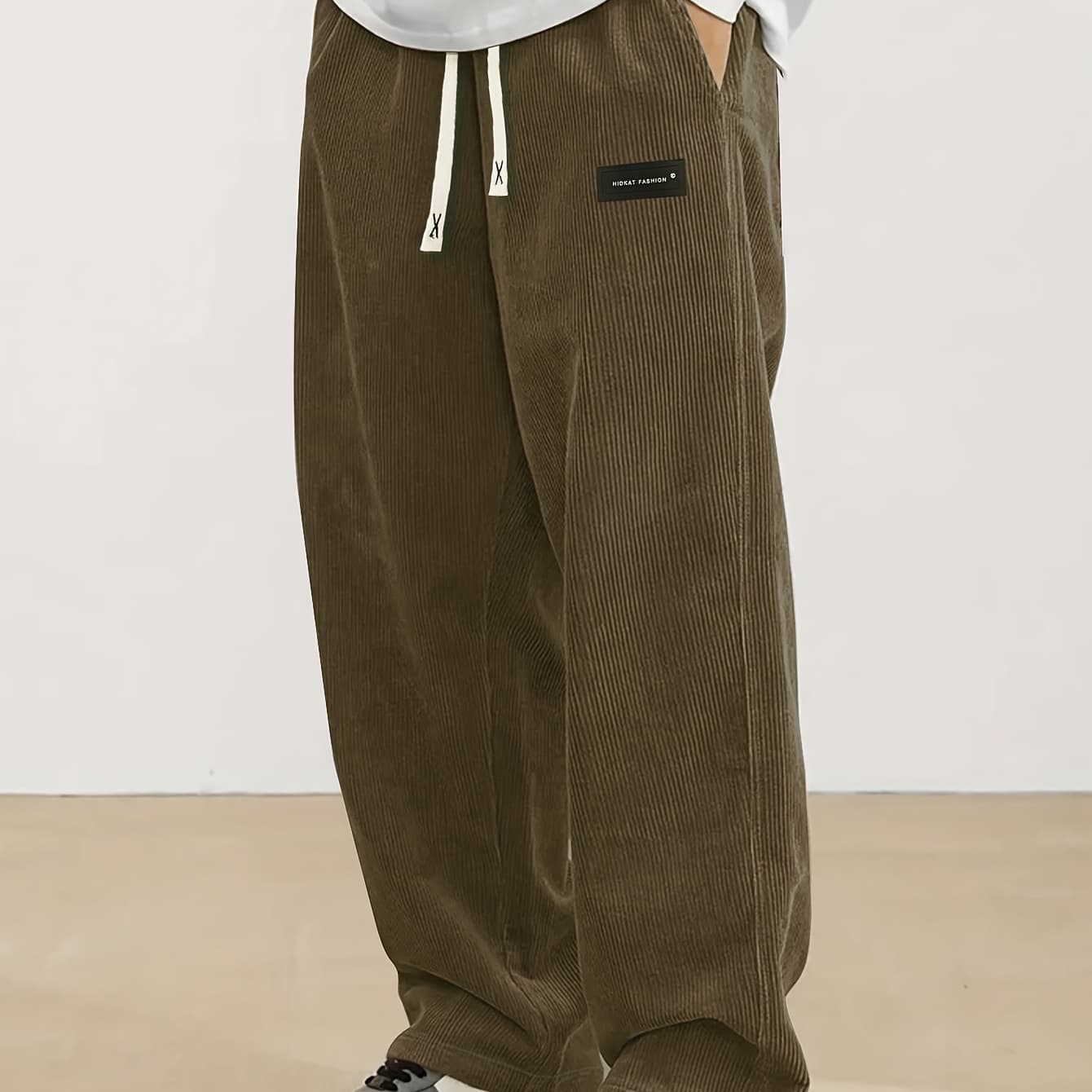 Men'S Corduroy Pants Men'S Spring And Autumn Style Drawstring Elastic Waist Straight Sweatpants Fashion Casual Sports Trousers