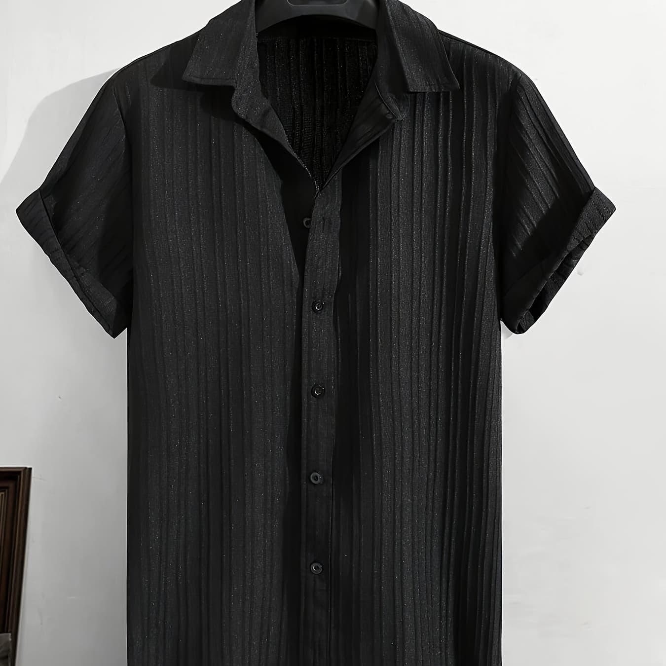 2025 New Men's Solid Color Jacquard Casual Shirt