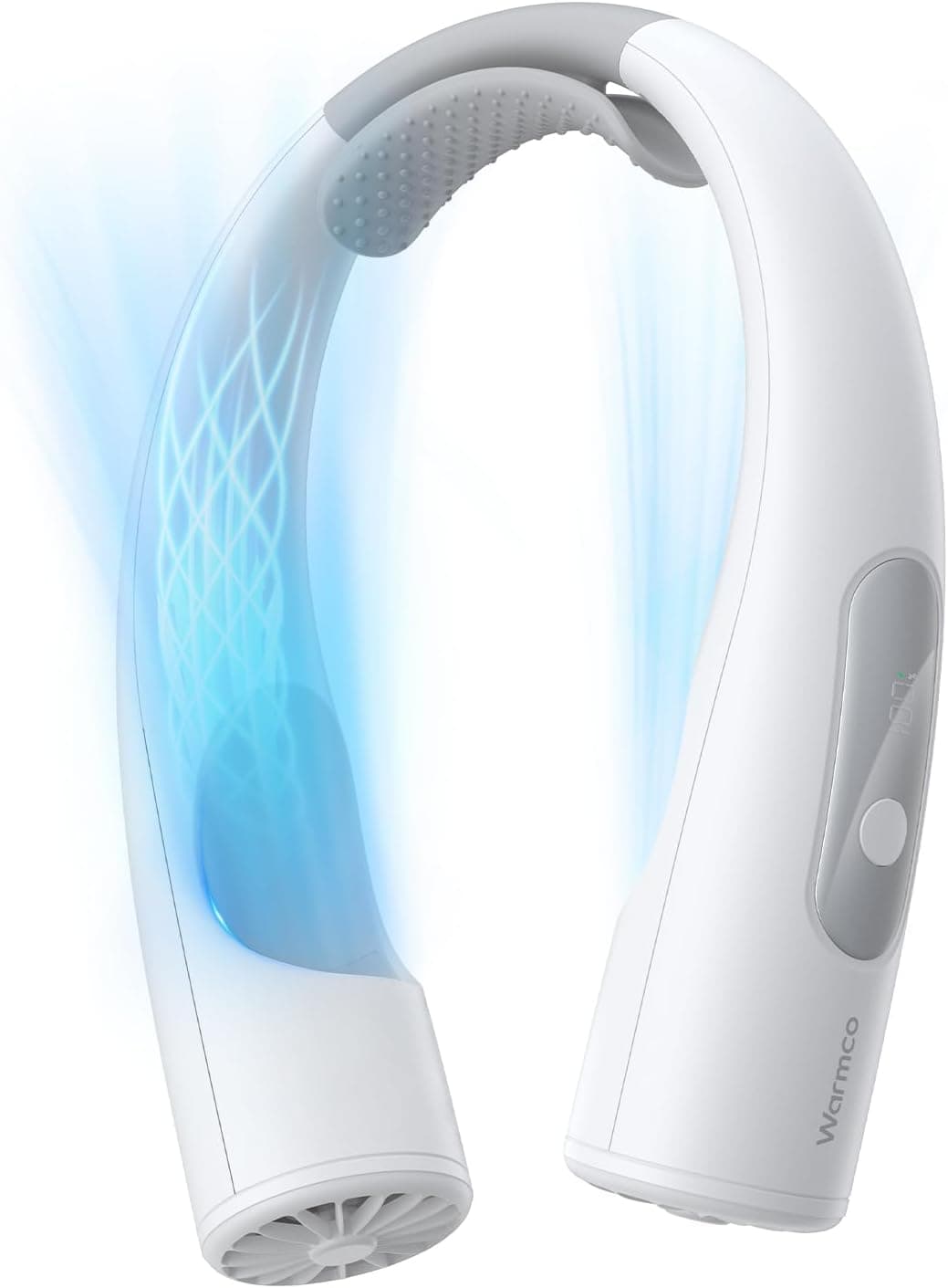 Warmco 10000mAh Portable Neck Fan - Rechargeable Personal Fan with LED Display, 30H Runtime, 360° Cooling Airflow, 4 Speeds Wearable Fan