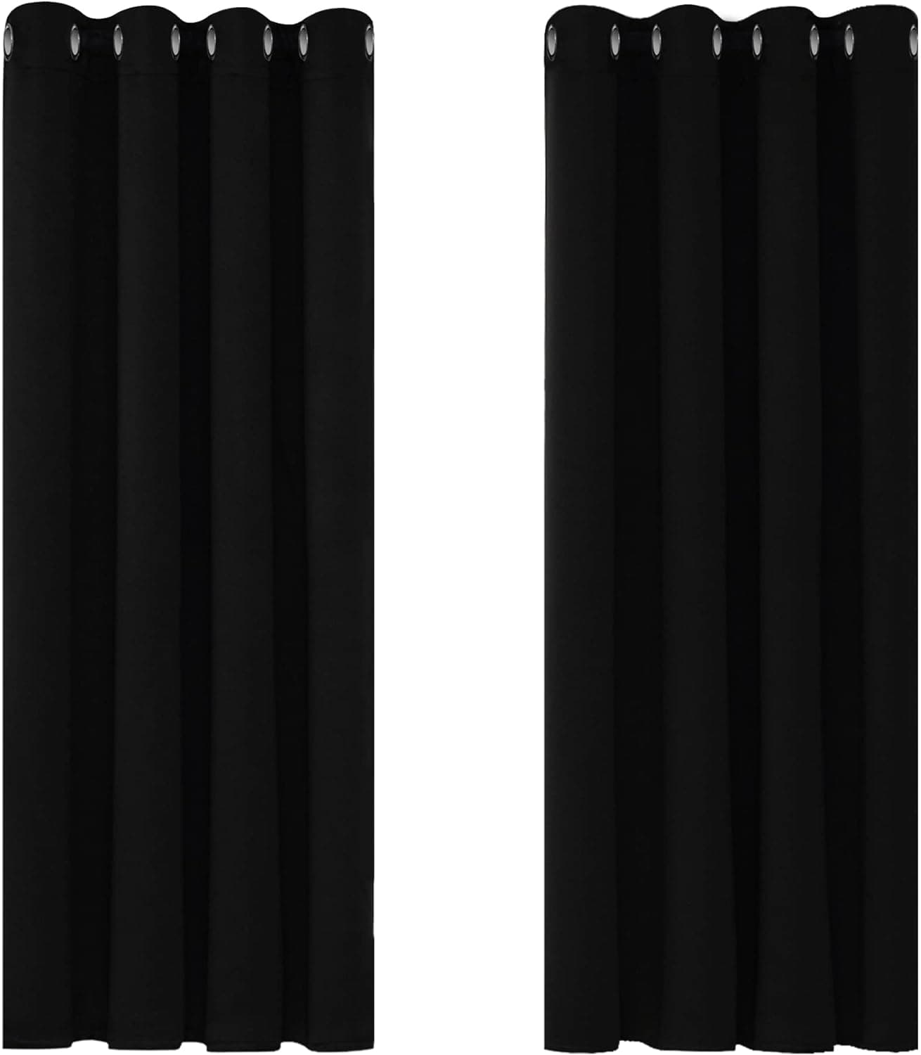 Deconovo Blackout Curtains Bedroom Super Soft Thermal Insulated Eyelet Blackout Curtains for Living Room 46 x 54 Inch Black 2 Panels