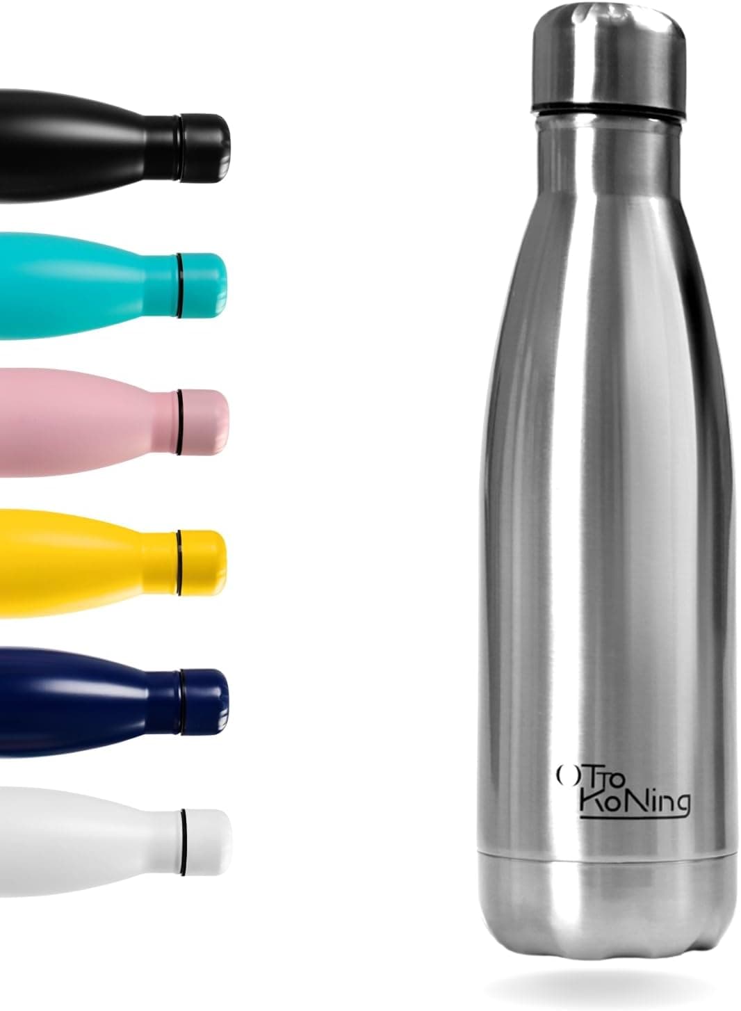 Water Bottle Otto Koning 500ml - Stainless Steel Vacuum Insulated Flask - Keeps Cold 24h / Hot 12h - Leak Proof, BPA Free & Scratch