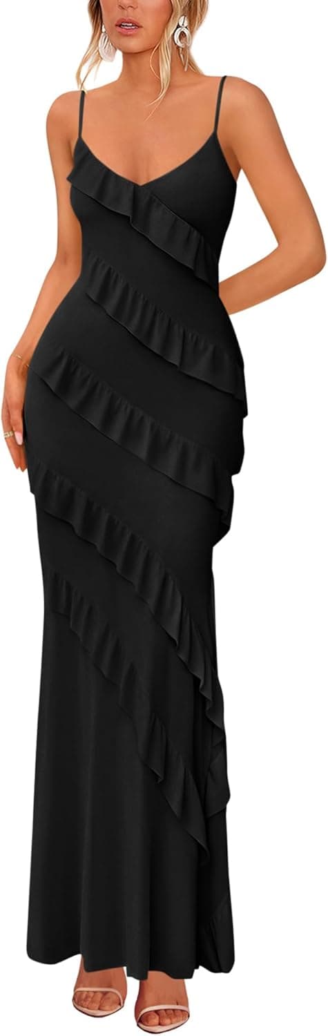 BTFBM Summer Dresses for Women 2026 Spaghetti Strap Bodcyon Solid Cocktail Wedding Guest Dress Fashion Clothing