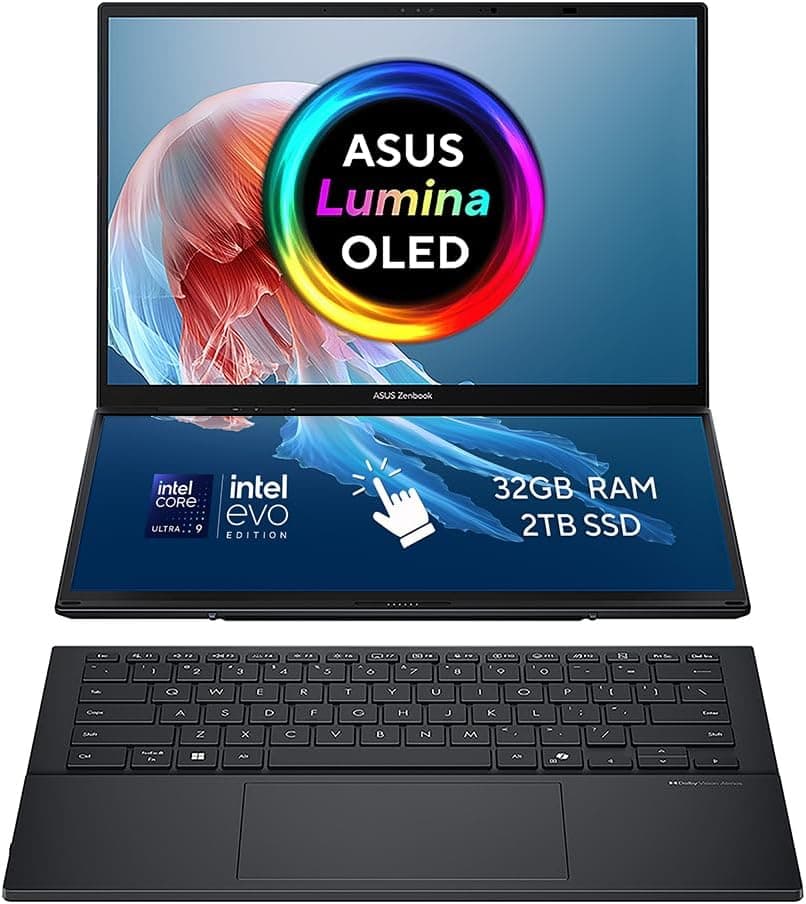 ASUS Zenbook Duo 14 OLED UX8406CA laptop | 14.0" 120Hz 3K dual-touchscreen | Intel Core Ultra 9-285H | 32GB RAM | 2TB SSD | Detachable