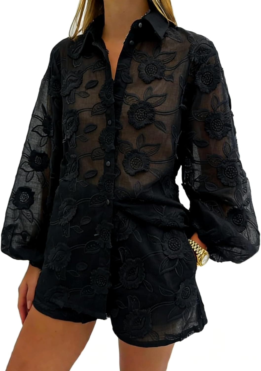 Womens Lace 2 Piece Outfits Long Sleeves Lapel Jacket Top Lace Up Mini Shorts Casual Going Out Sets