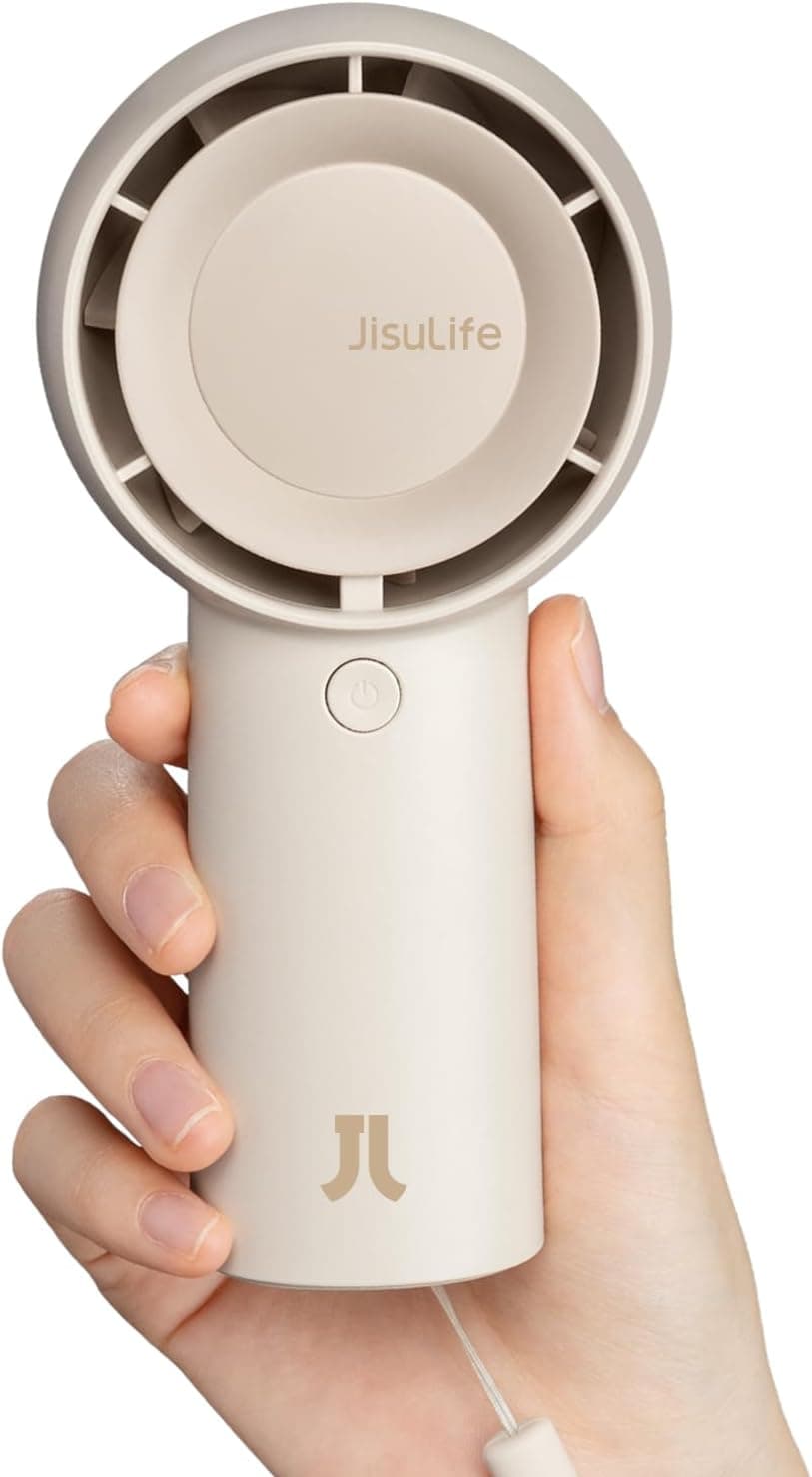 JISULIFE Handheld Turbo Fan [16H Max Cooling Time] Mini Portable Hand, 4000mAh USB Rechargeable Personal, Battery Operated Pocket Fan with