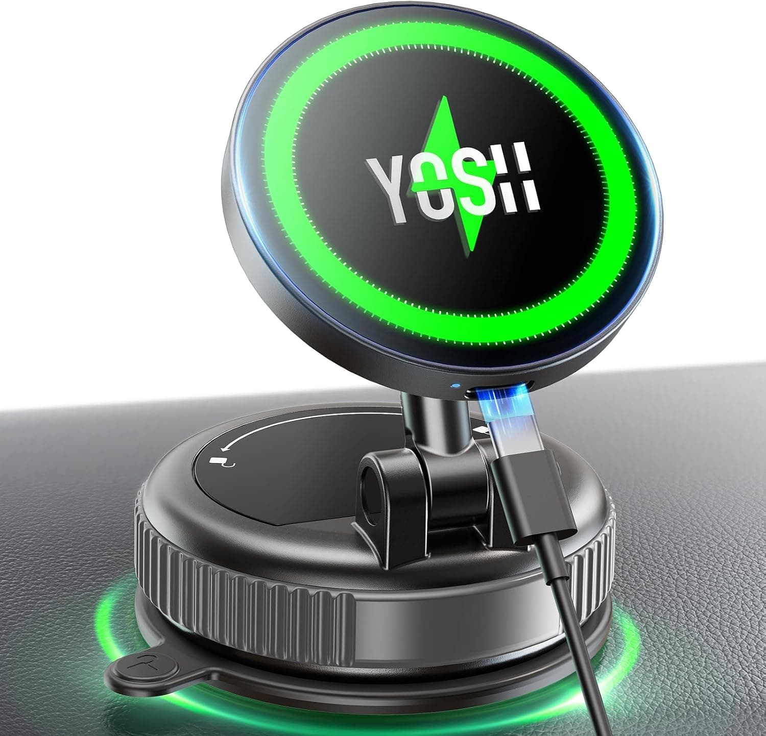 YOSH for Magsafe Car Mount Charger 15W, [54KG Vacuum Suction Power & N56 Strong Magnets] Wireless Car Charger, Magnetic Holder for iPhone