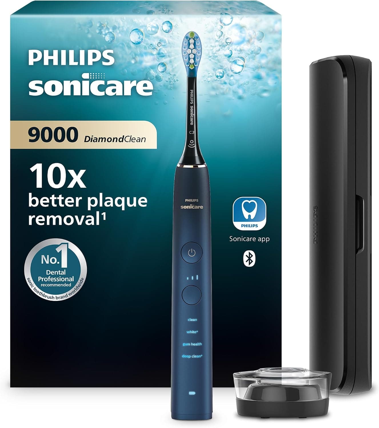 Philips Sonicare DiamondClean 9000 Series Power Electric Toothbrush Special Edition - Sonic Brush, Dark Blue, 1 X C3 Premium Plaque Control