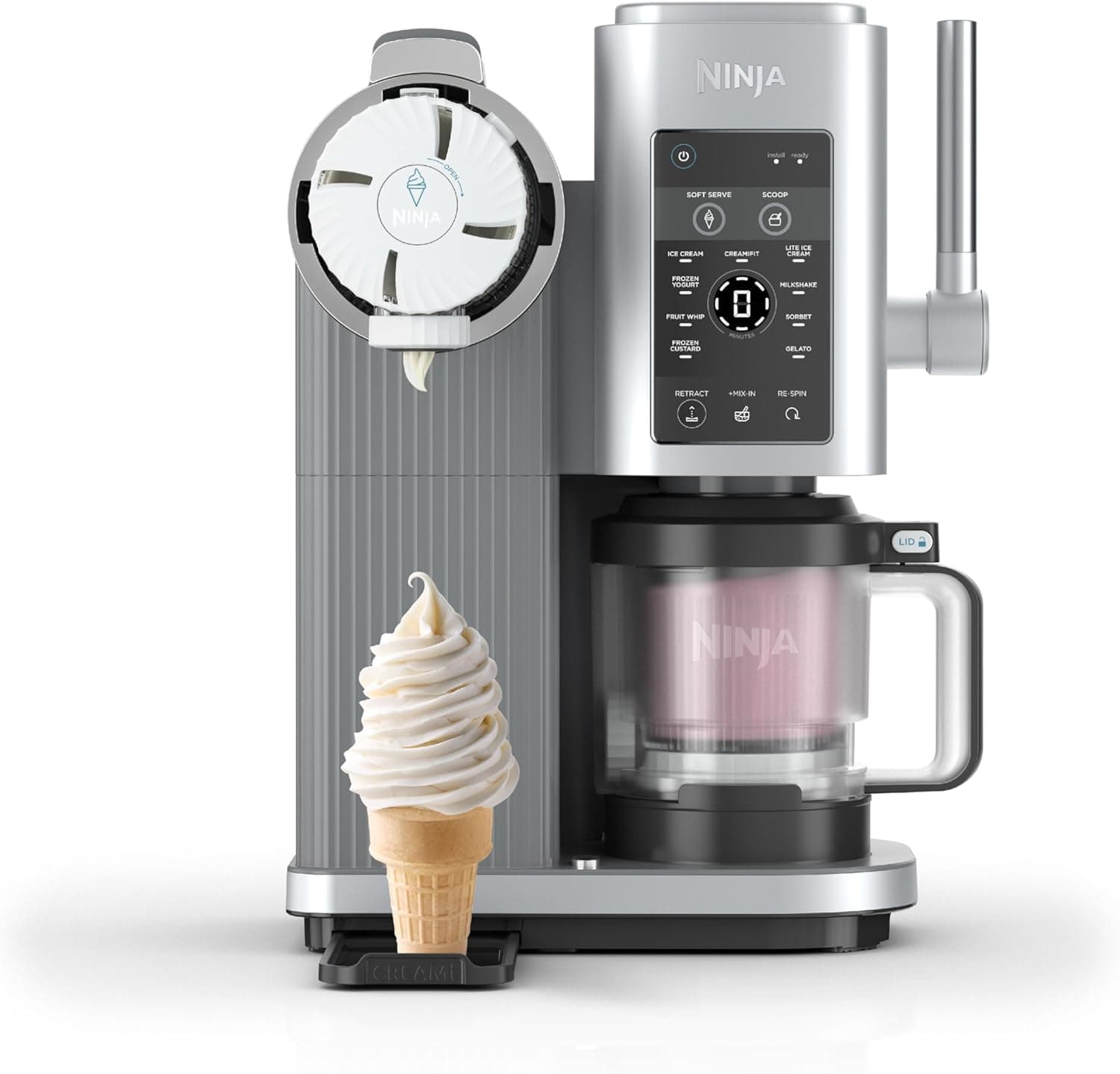 Ninja CREAMi Scoop and Swirl Soft Serve and Ice Cream Maker with 2x Tubs, 13 Functions, Makes Ice Cream, Soft Serve, Gelato, Sorbet