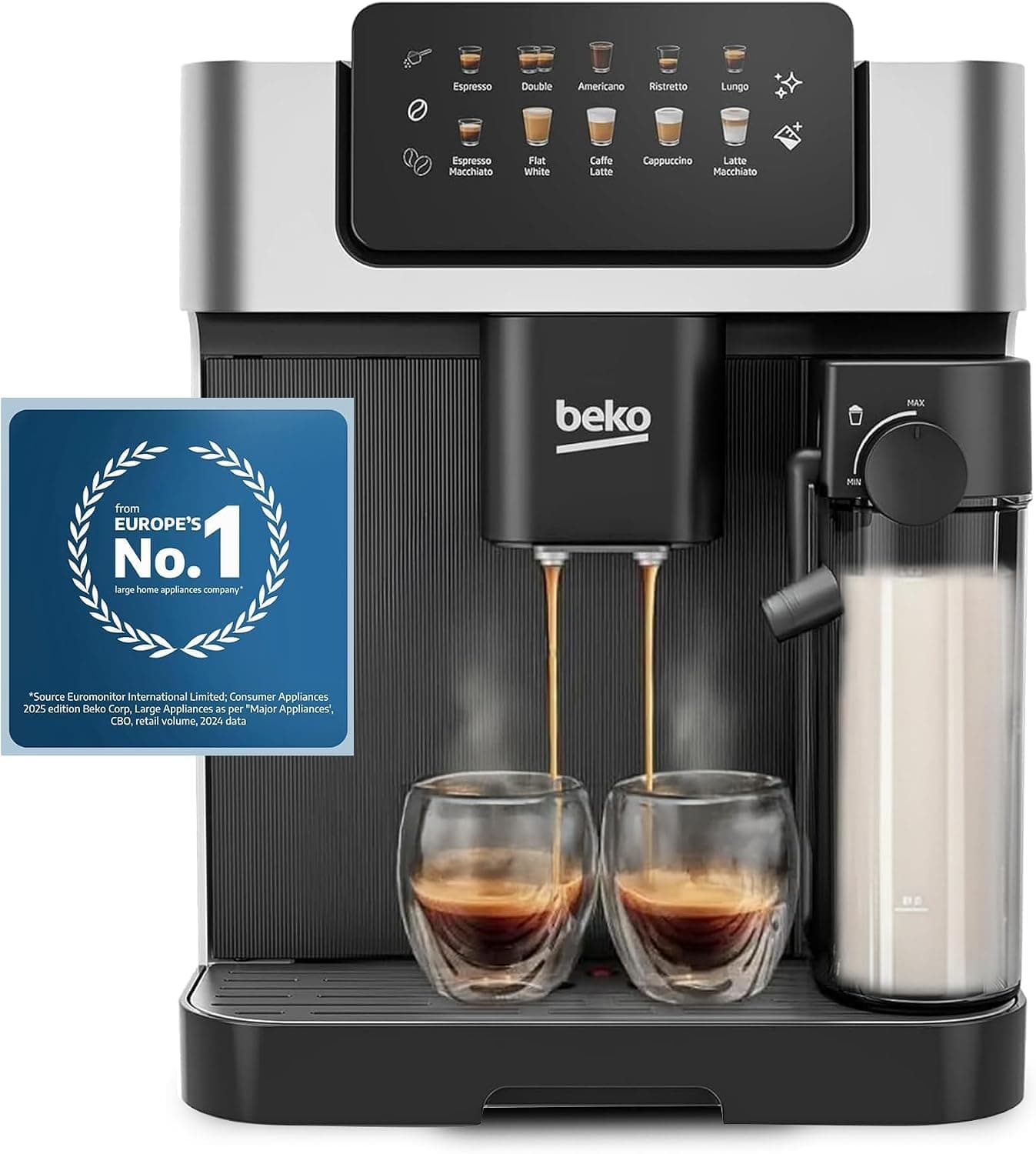 Beko Bean to Cup Coffee Espresso Machine CaffeExperto CEG7304X | Milk Jug | Colour Touch Screen Panel | 19 Bar Pressure, 2 Coffee Nozzles