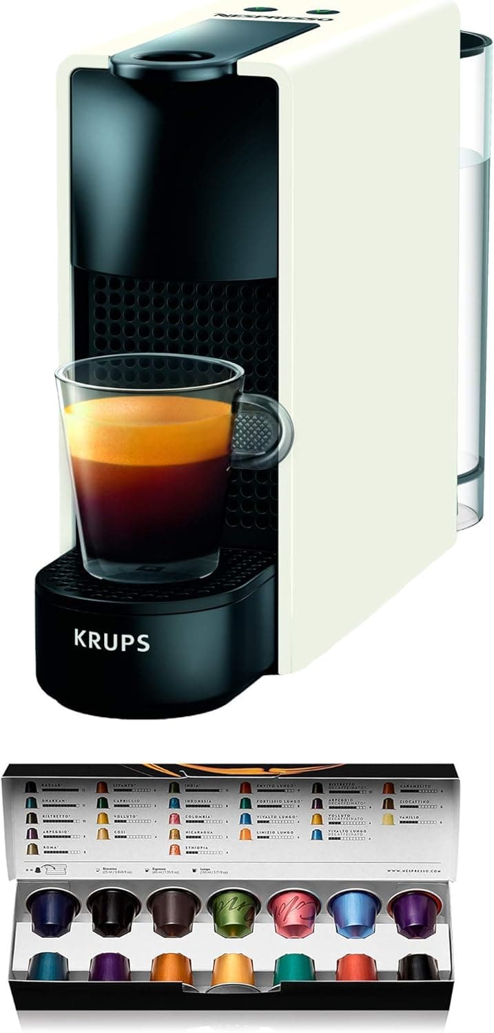 Krups Nespresso Essenza Mini Capsule Coffee Maker, 19-Bar Coffee Machine with 2 Coffee Programmes, Ultra-Compact Size and Auto-Off