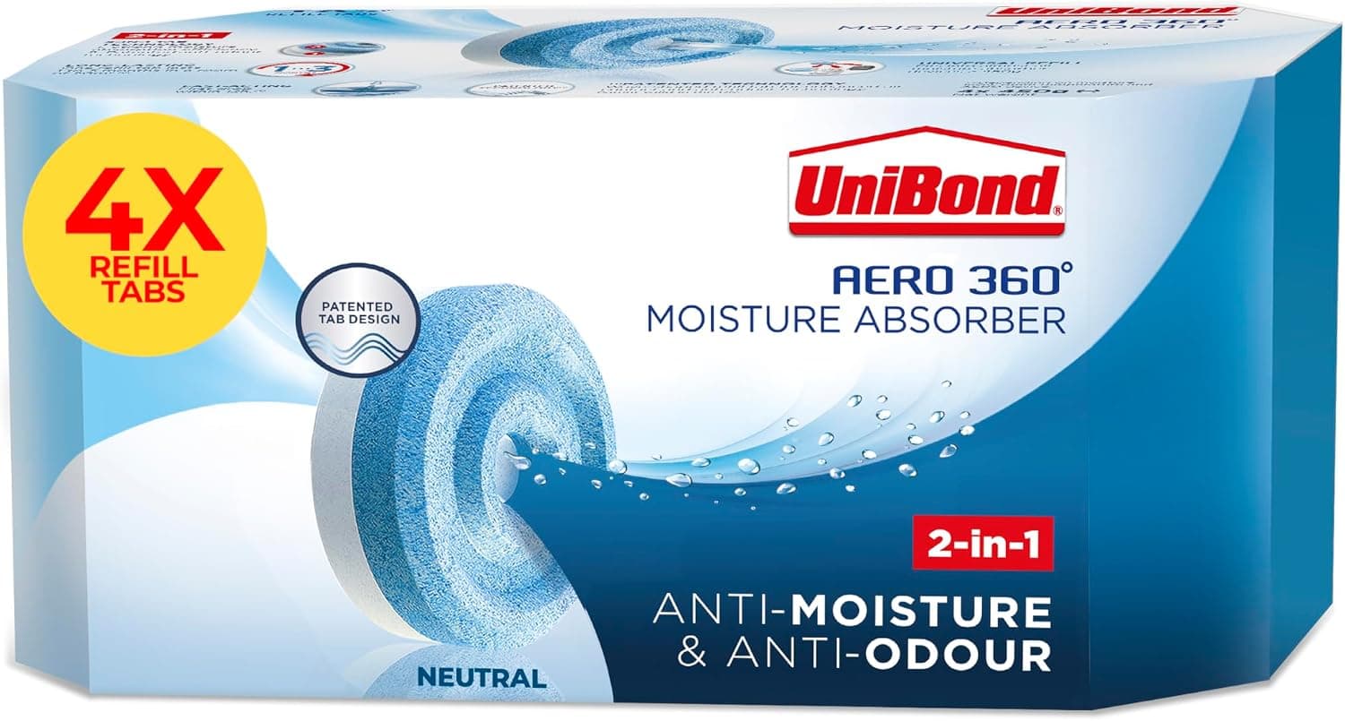 UniBond AERO 360° Moisture Absorber Neutral Refill Tab, ultra-absorbent and odour-neutralising, for AERO 360° Dehumidifier, Condensation