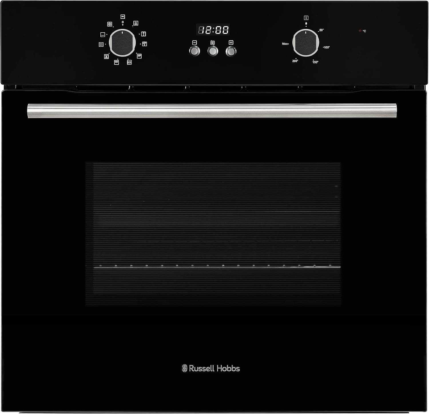 Russell Hobbs Electric Oven 70L 60cm Wide Built In Multifunctional Electric Fan Oven Easy Clean Interior Black RHEO7005B