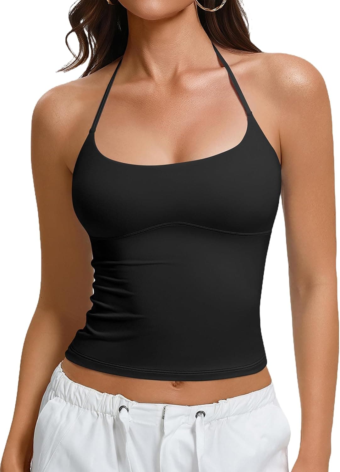 Women's Sexy Halter Backless Double Lined Tank Top Going Out Y2k Trendy Camisole Crop Tops