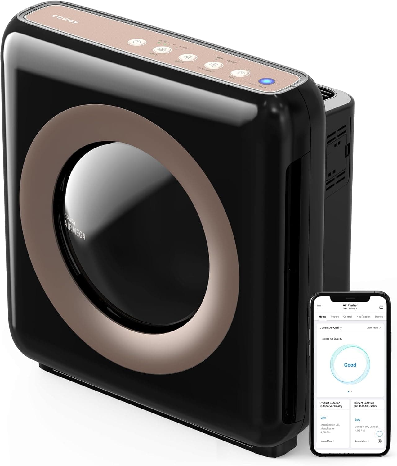 Coway Airmega Air Purifier with Smart App Control, Alexa Compatible, GreenHEPA Technology for Allergy Sufferers, Powerful CADR up to 421