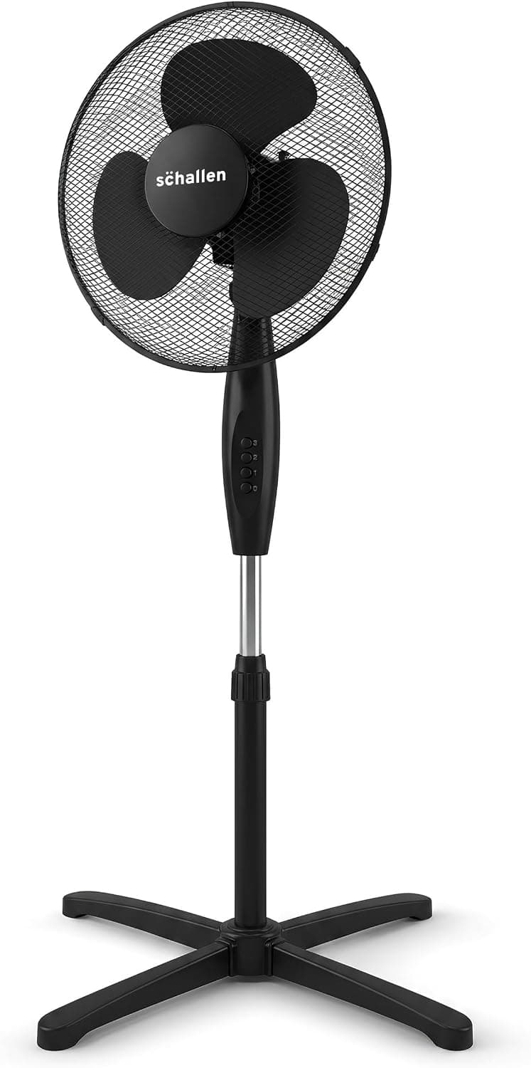 Schallen 16" Electric Oscillating Floor Standing Tall Pedestal Air Cooling Fan (Black)