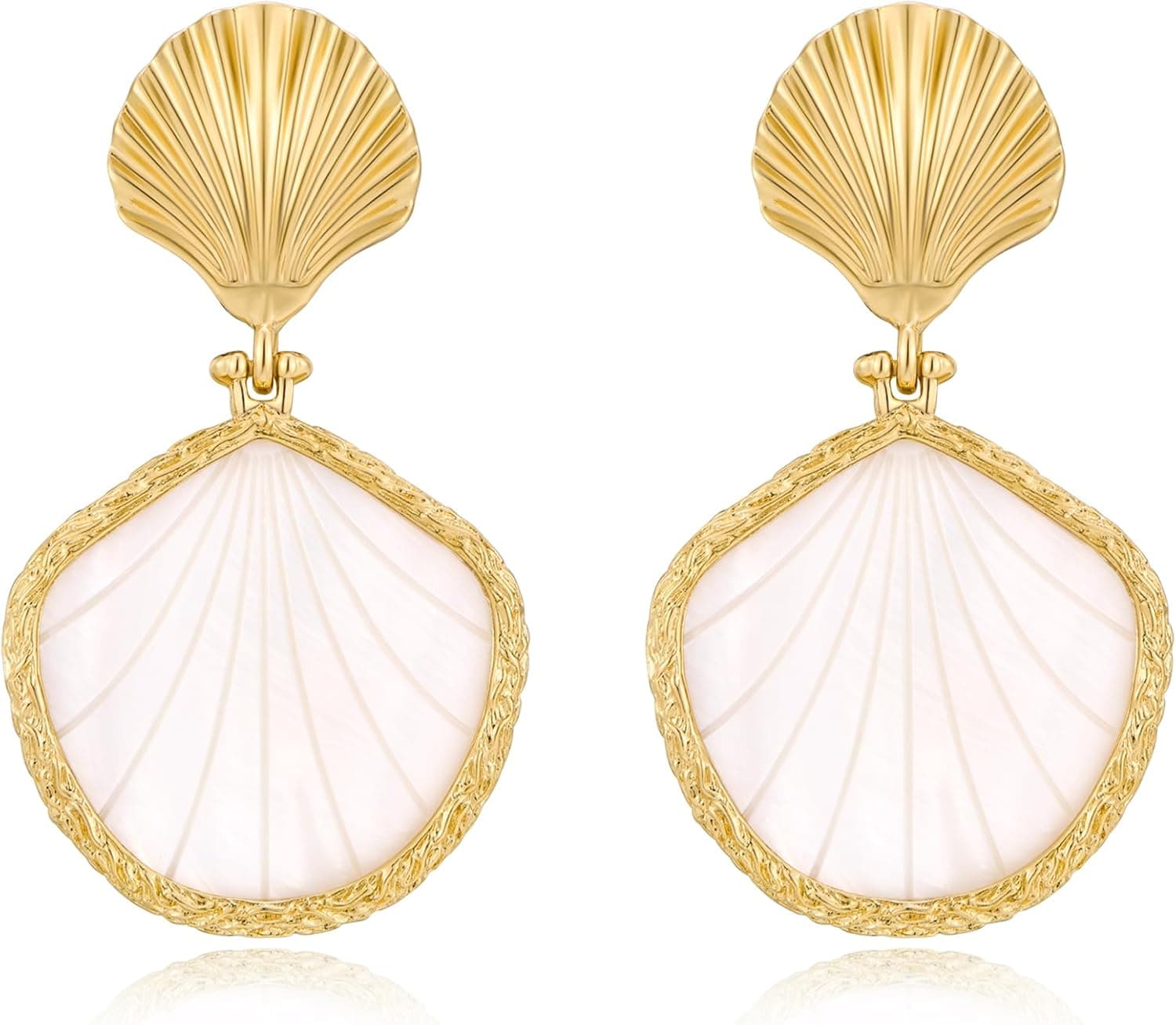 LILIE&WHITE Gold Shell Fish Earrings For Women Chic Summer Beach Seashell Fashion Jewelry