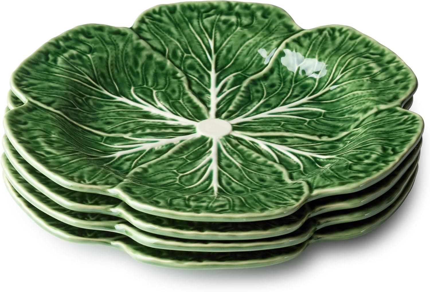 Le Jardin Cabbage 3D DINNER PLATES, SET OF FOUR -11" Sculpted Green Stoneware Leaf Plates – Seasonal Garden-Inspired Tableware for Spring & Summer Dining and Entertaining