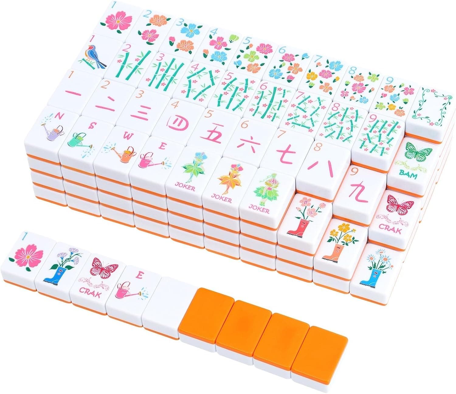 2026 American Mahjong Tile Set, 160 Orange Engraved Melamine Mahjong Tiles with Mahjong Tile Bag and Mahjong Accessories