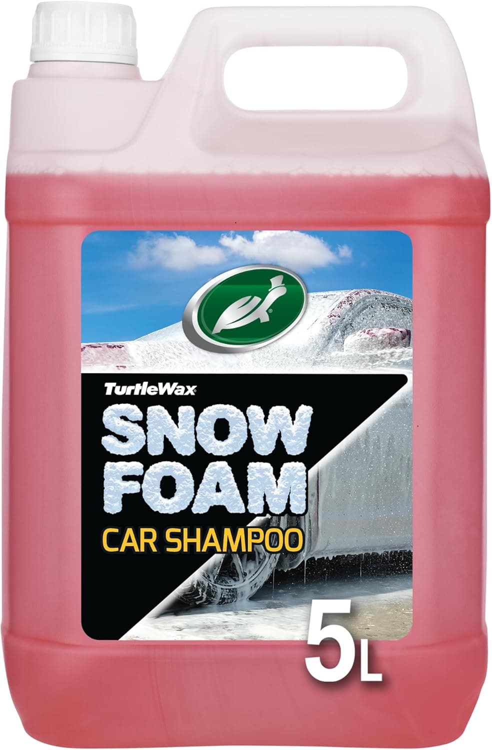 Turtle Wax Snow Foam, Thick, PH balanced Car Shampoo. 5L, Pack of 1, Cherry Scented, Streak Free Formula Safe for All Paint, Tyres, Wheels