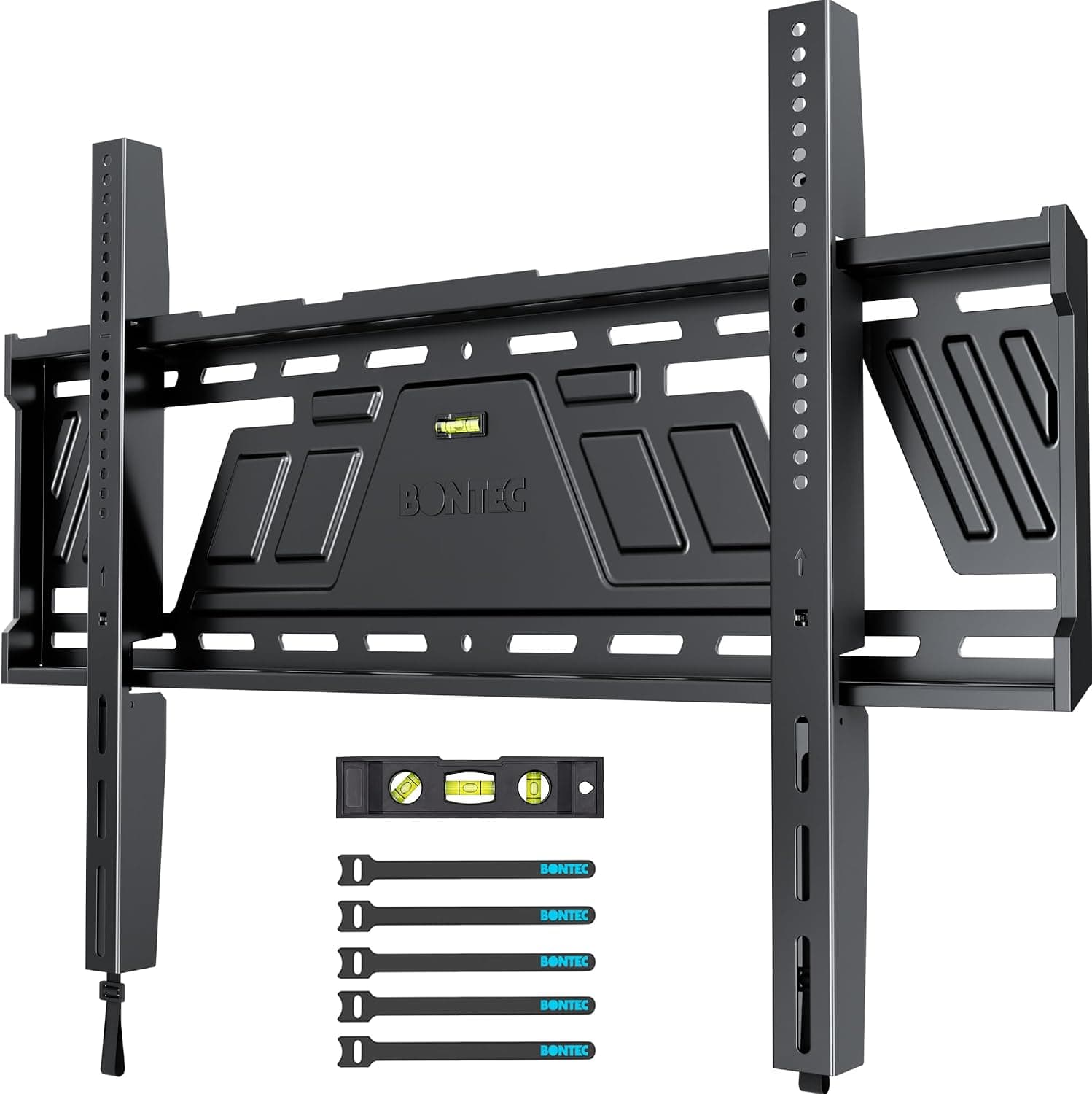 BONTEC Fixed TV Wall Bracket for 43 to 100 Inch Flat and Curved TVs, Ultra Slim 23 mm Low Profile, Heavy Duty 100 kg Load Capacity, Max