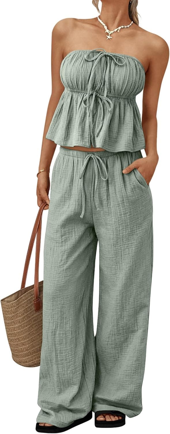 2 Piece Sets for Women Summer 2026 Vacation Travel Beach Outfits Lounge Matching Casual Airport Clothes