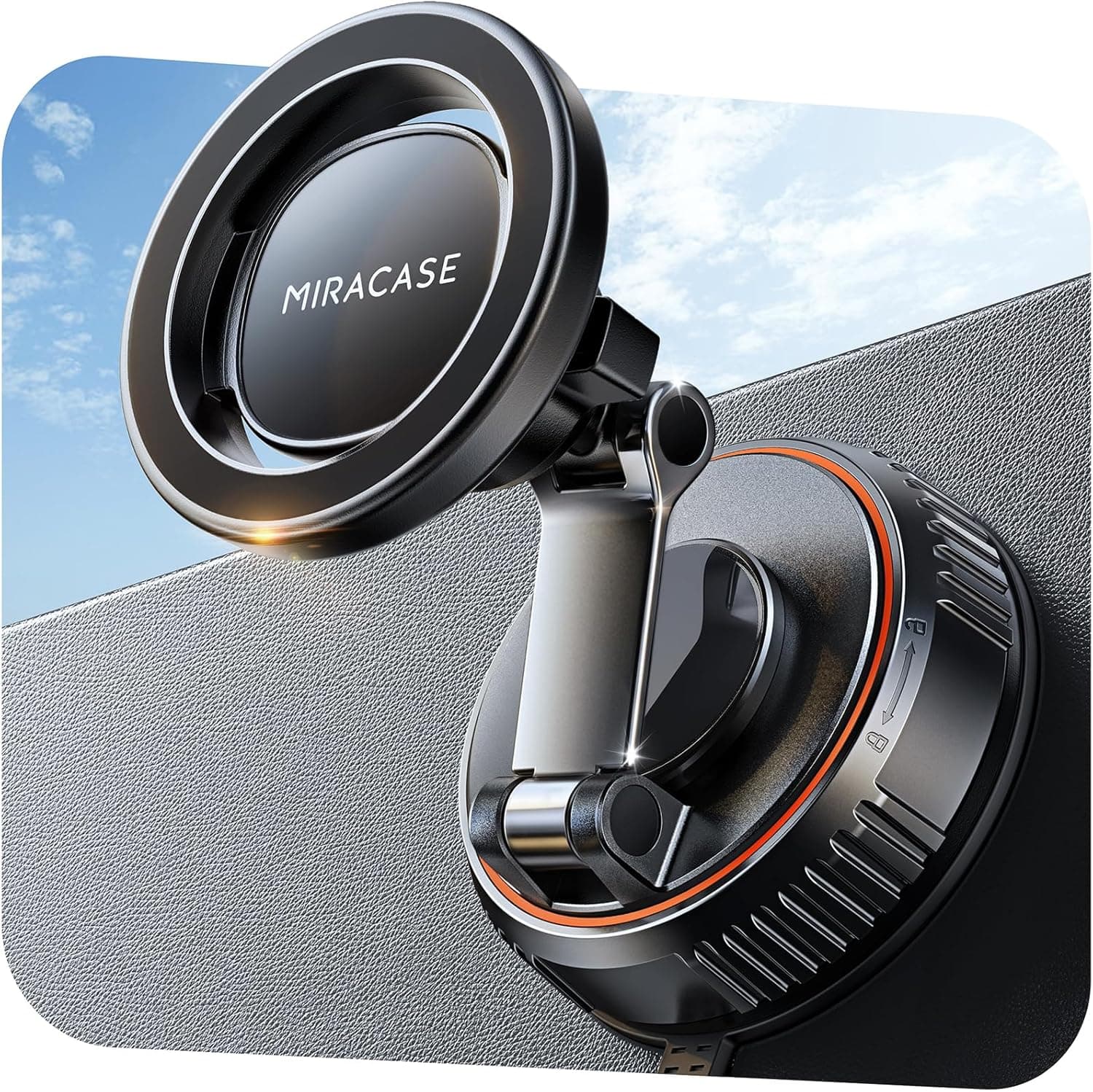 Miracase for MagSafe Car Mount [3600gf Strong Magnet & 89+LBS Suction Base] Vacuum Magnetic Phone Holder for Cars, 360° Rotatable Dashboard