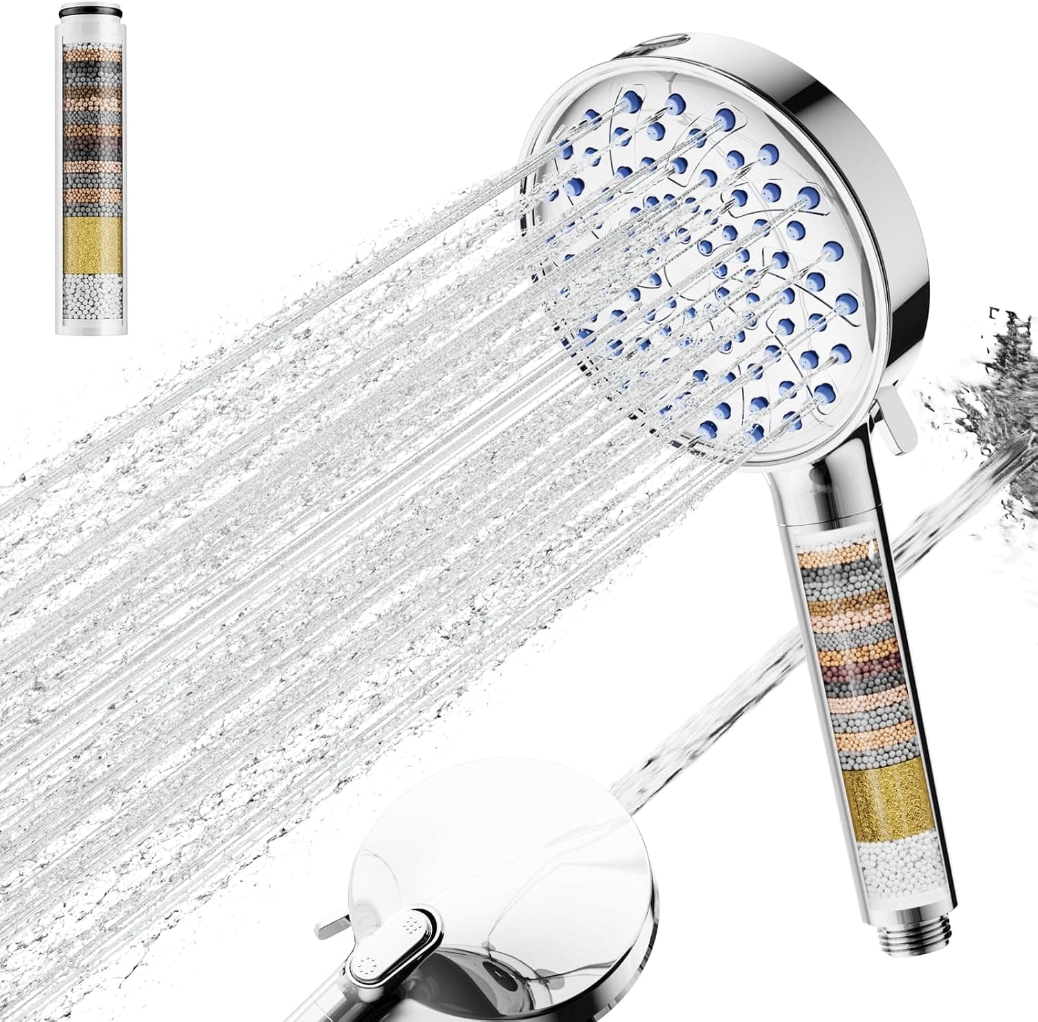 Cobbe Hard Water Filter Shower Head with 20 Stage Filter, High Pressure Shower Heads, 6+1Spray Modes, Powerful Built-in Power Wash for