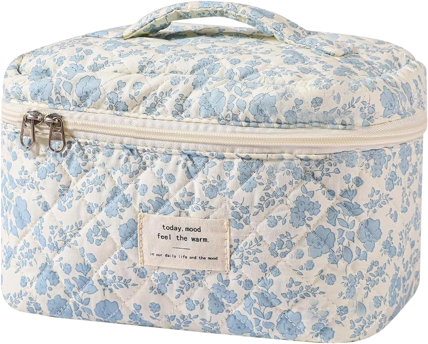 Gosect Large Makeup Bag, Cute Cosmetic Bag for Women Girls, Floral Coquette Aesthetic Toiletry Bag, Travel Make Up Organizer Bag (BDLH)