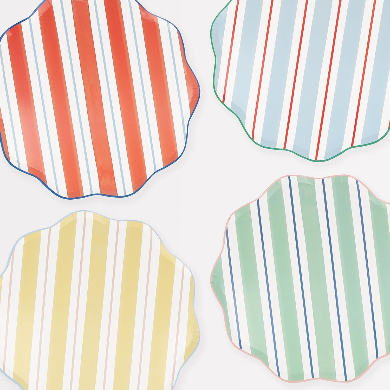 Meri Meri Preppy Stripe Dinner Plates (Pack of 8), Disposable Party Plates, Hot & Cold Food, Kids & Adults, Wavy Edge, 10.5 x 10.5 x 0.25 inches