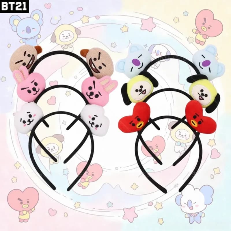 Kawaii BT21 Hairband Anime RJ COOKY Cute Cartoon Plush Doll Makeup Headband Women Headwear Gift