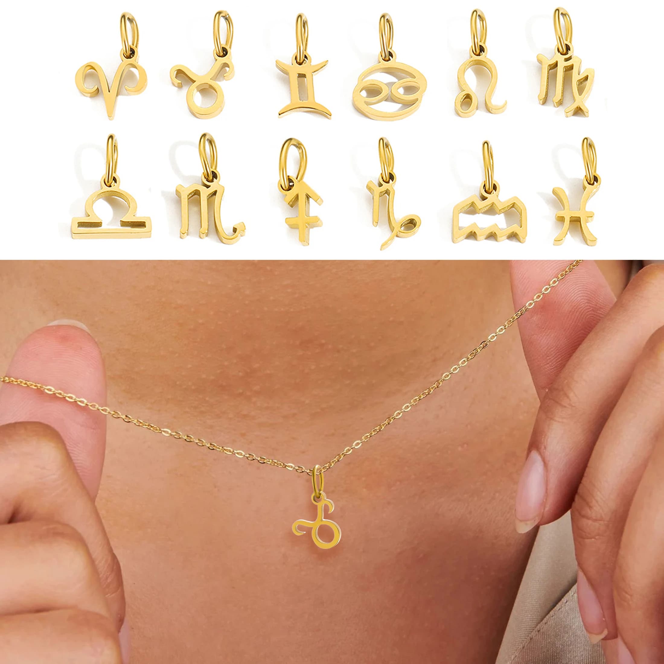 Trendy Stainless Steel Gold-Plated Zodiac Jewelry Necklace - Wholesale Series