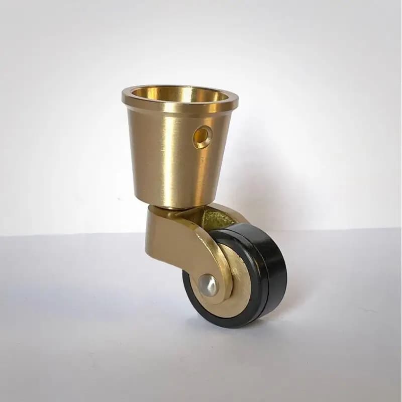 4PCS Solid Brass Swivel Casters - Round Cup Mount Rubber Wheel with Floor Protection for Furniture/Dining Carts