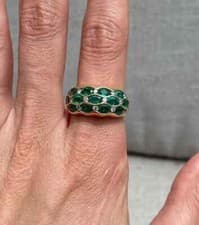 Emerald & Pave Diamond Ring 925 Silver Designer Elegant Ring Birthday Gift Her