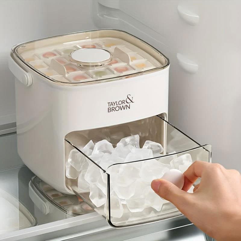 48-lce Cube Maker with Easy-Press Lid - Large Capacity, Double Layer Design, Food-Grade Plastic Storage Tray for Freezer. Essential Kitchen