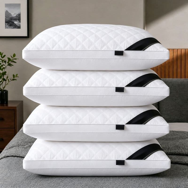 4PCS 5-Star Hotel Quality Pillows Premium Non-Collapsible Pillow Core Soft Breathable Machine Washable All-Season for Home Bedroom Daily