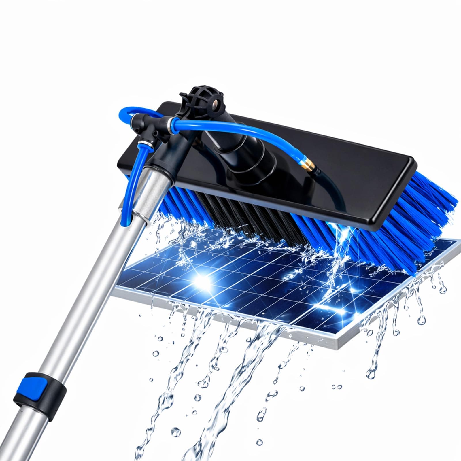 Telescopic Cleaning Brush 3.6m / 6m for Roofs & Solar Panels with Pole & Hose, Angle Adjustable Water Fed Extendable Brush for Windows