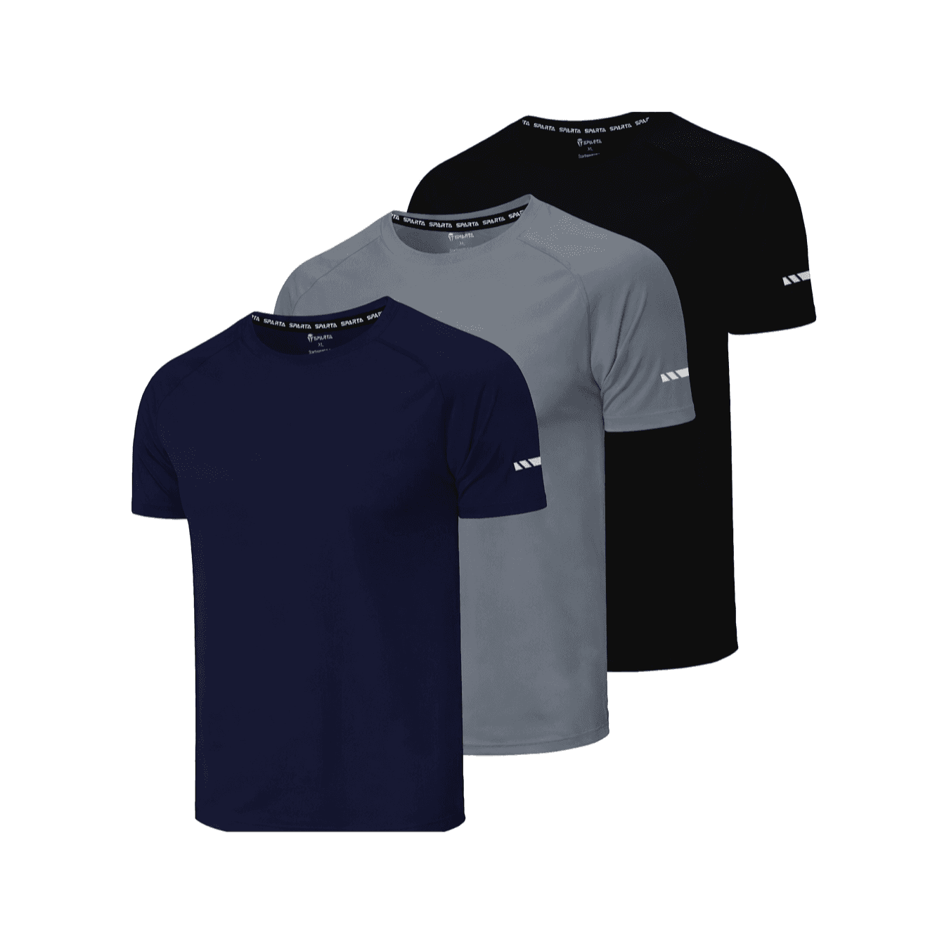 3 Pack Gym Shirts for Men Quick Dry Short Sleeve Sports T-Shirts Breathable Moisture-Wicking Athletic Running Tops Workout Fitness Tees BLACK GREY NAVY BLUE