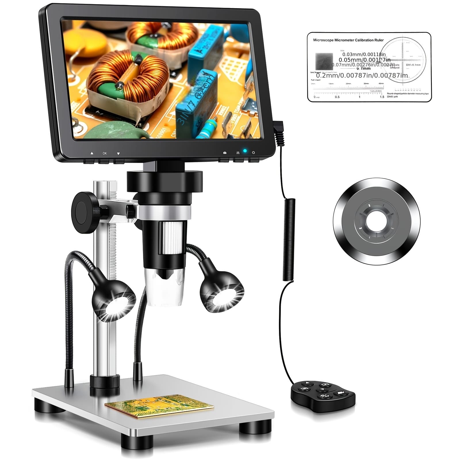 Digital Microscope with 7inch IPS Screen 1200X HD Coin Microscope for Coins, PCB Repair, Soldring Microscope with Lights, PC View, 32 GB