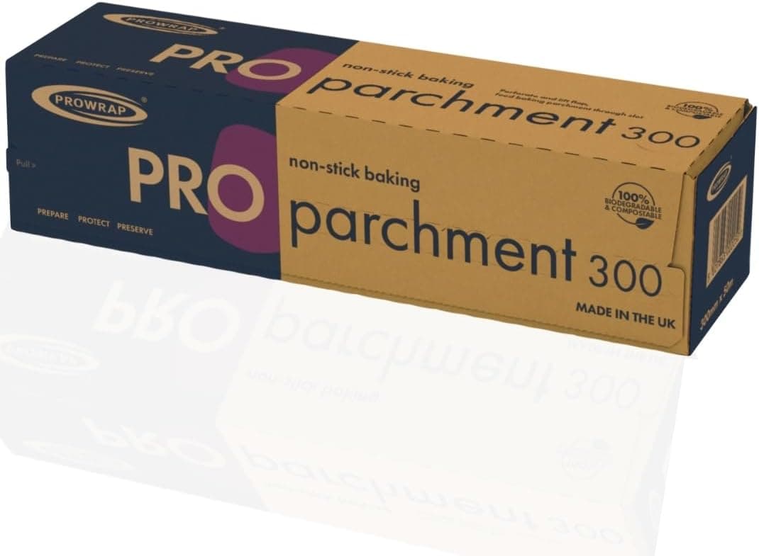 PROWRAP, Silicone-Coated Baking Parchment Roll, 300mm x 50m, Non-Stick, Greaseproof & Freezer Safe Baking Paper, Compostable &