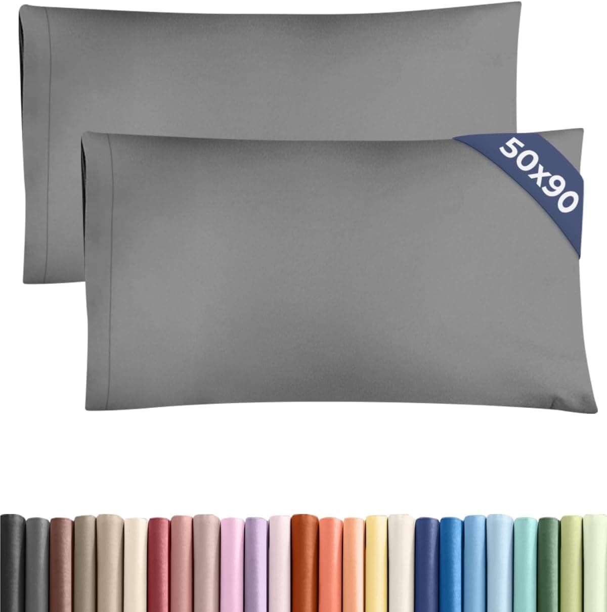 Pillowcases 2 Pack King 50x90 - Microfibre Envelope Closure - Dark Grey | Brushed, Soft, Wrinkle Resistant, Fade Resistant, Breathable