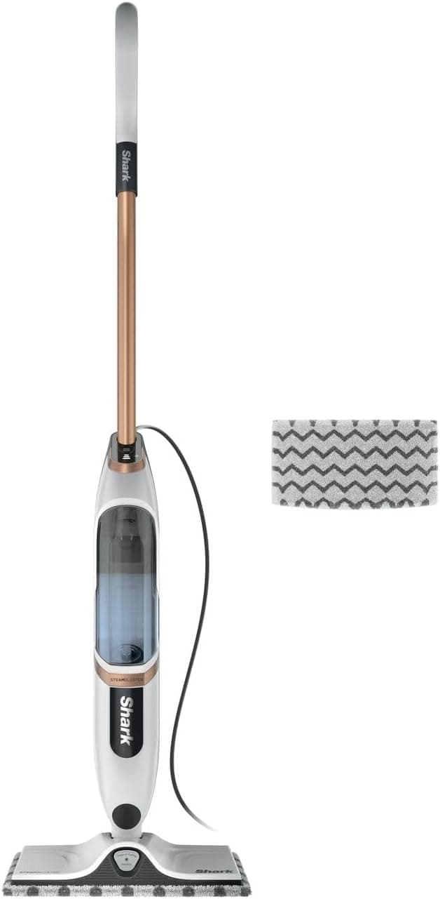 Shark SteamSpot with Steam Blaster Technology White & Poly Copper S2001UK | for Hard Floors, Lightweight steam mop Chemical-Free Cleaning