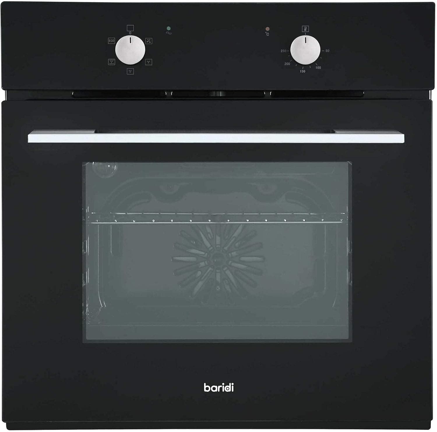 60cm Built-In Five Function Fan Assisted Oven, 55L Capacity, Black - DH124