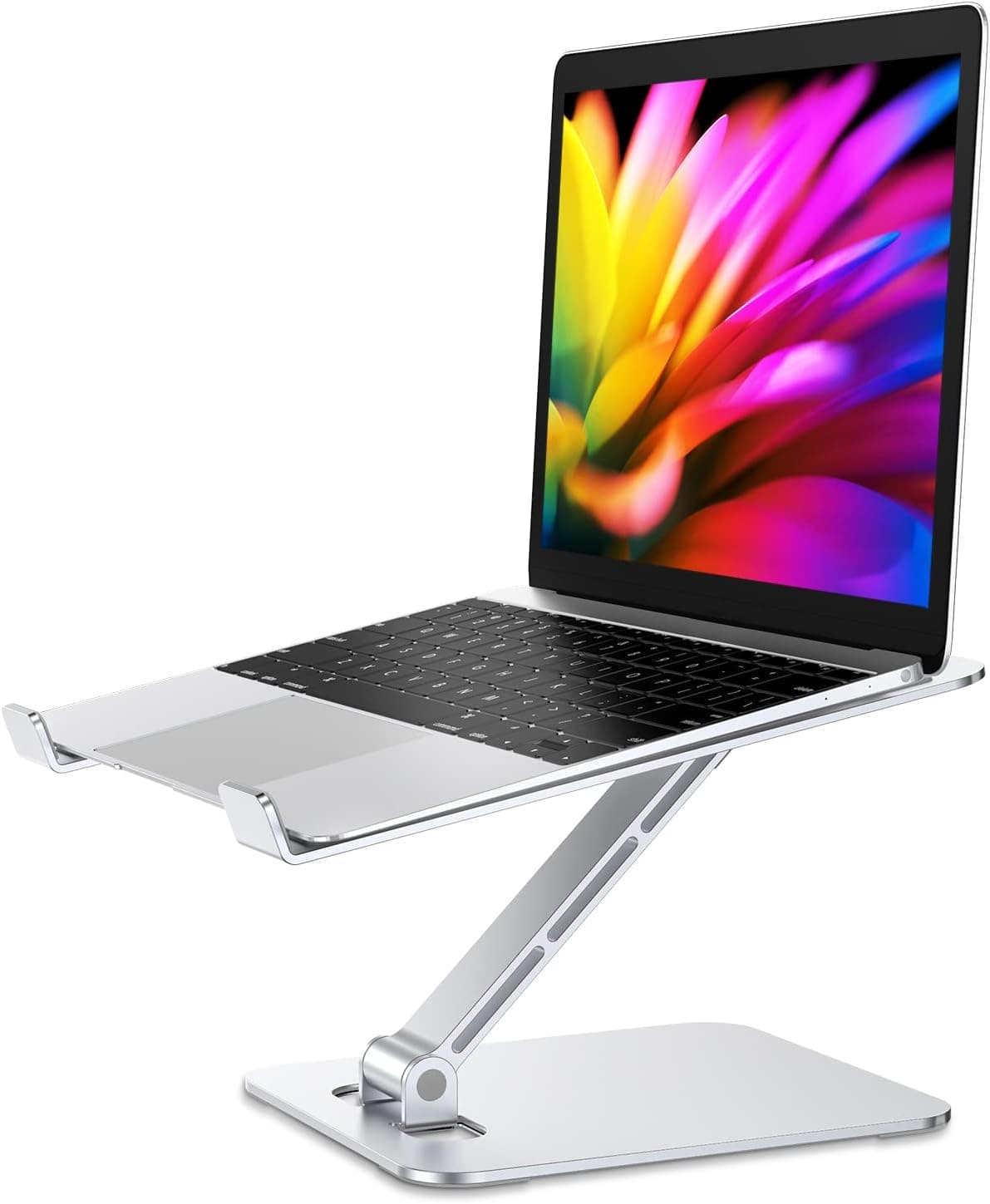 Babacom Laptop Stand, Ergonomic Foldable Computer Stand with Adjustable Height, Ventilated Aluminium Alloy Laptop Riser Desktop Book Stands