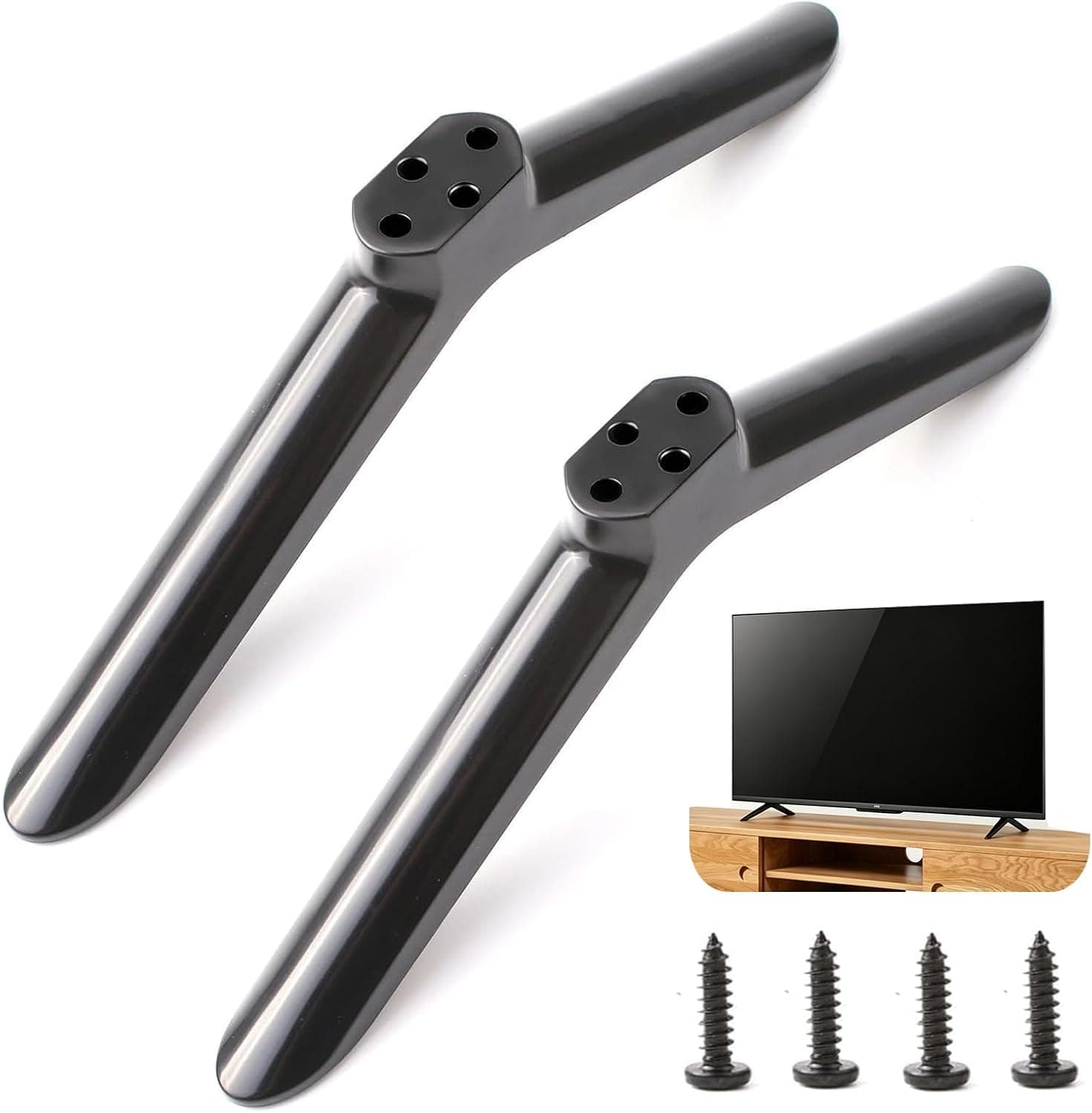 TV Base Pedestal Feet for 32-55 Inch TVs, Non-Slip TV Legs Replacement for Samsung LG TCL Roku Hisense Sharp, Includes Mounting Screws