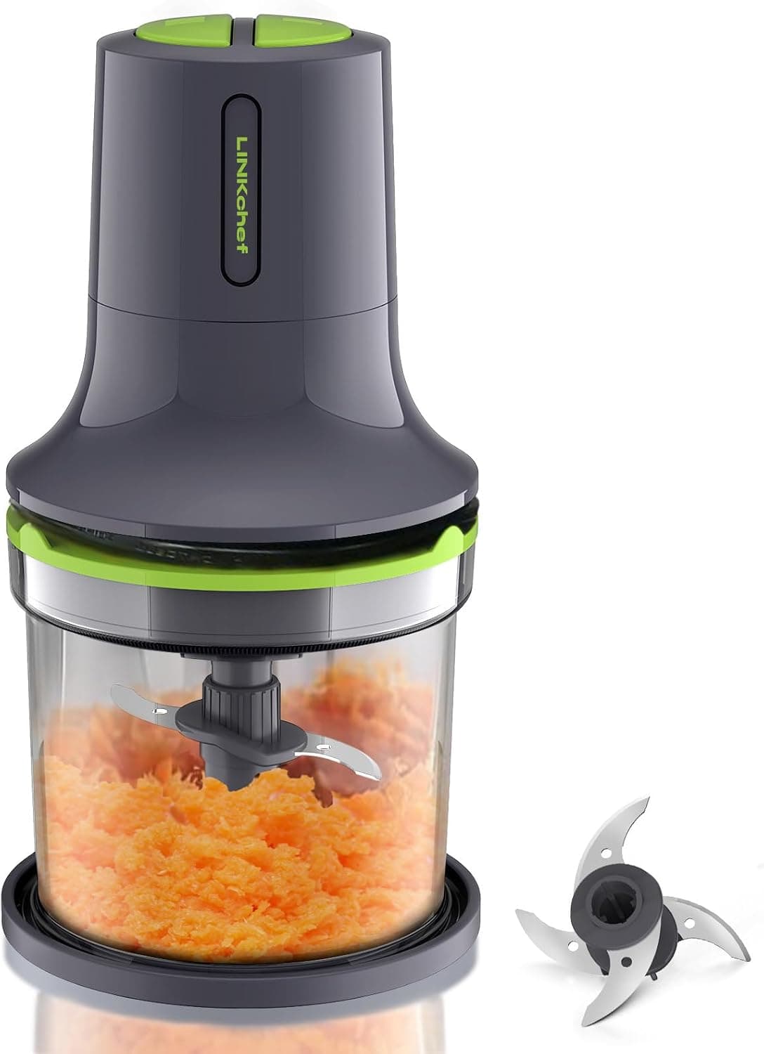 LINKChef Food Processor, Mini Chopper Food Processor Electric, 500ml Capacity Bowl, 2 Speed, 4 Bi-Level Blades, Power Cord Storage, Mini