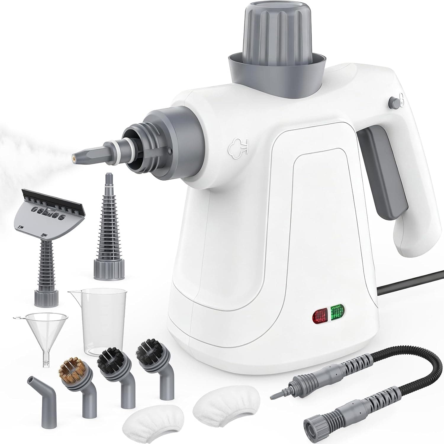 Handheld Steam Cleaner, 1300W with 450ml Tank & 12 Accessories | Portable Heavy Duty Steamer for Deep Cleaning Carpet, Sofa, Bathroom and