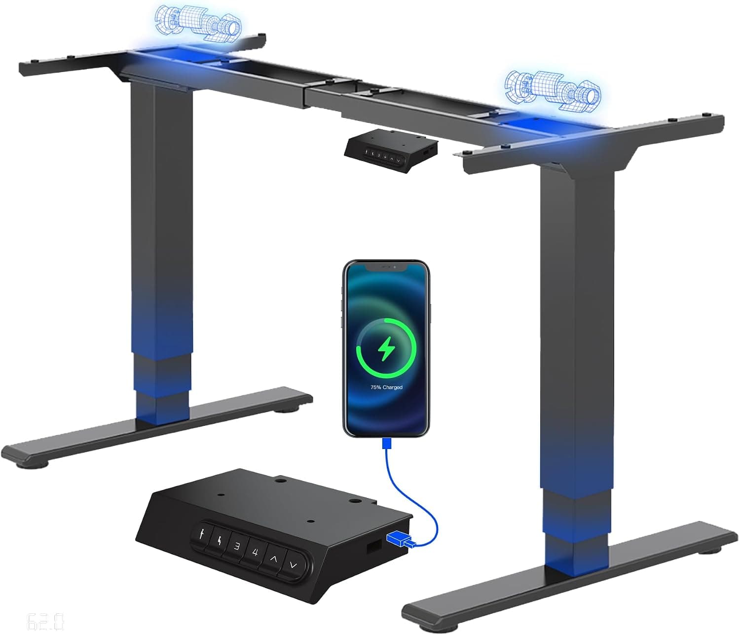 FlexiSpot Standing Desk Frame E6 MAX, 120KG Heavy Duty, Dual Motor 3-Stage Electric Height Adjustable Desk Frame with USB for Home Office