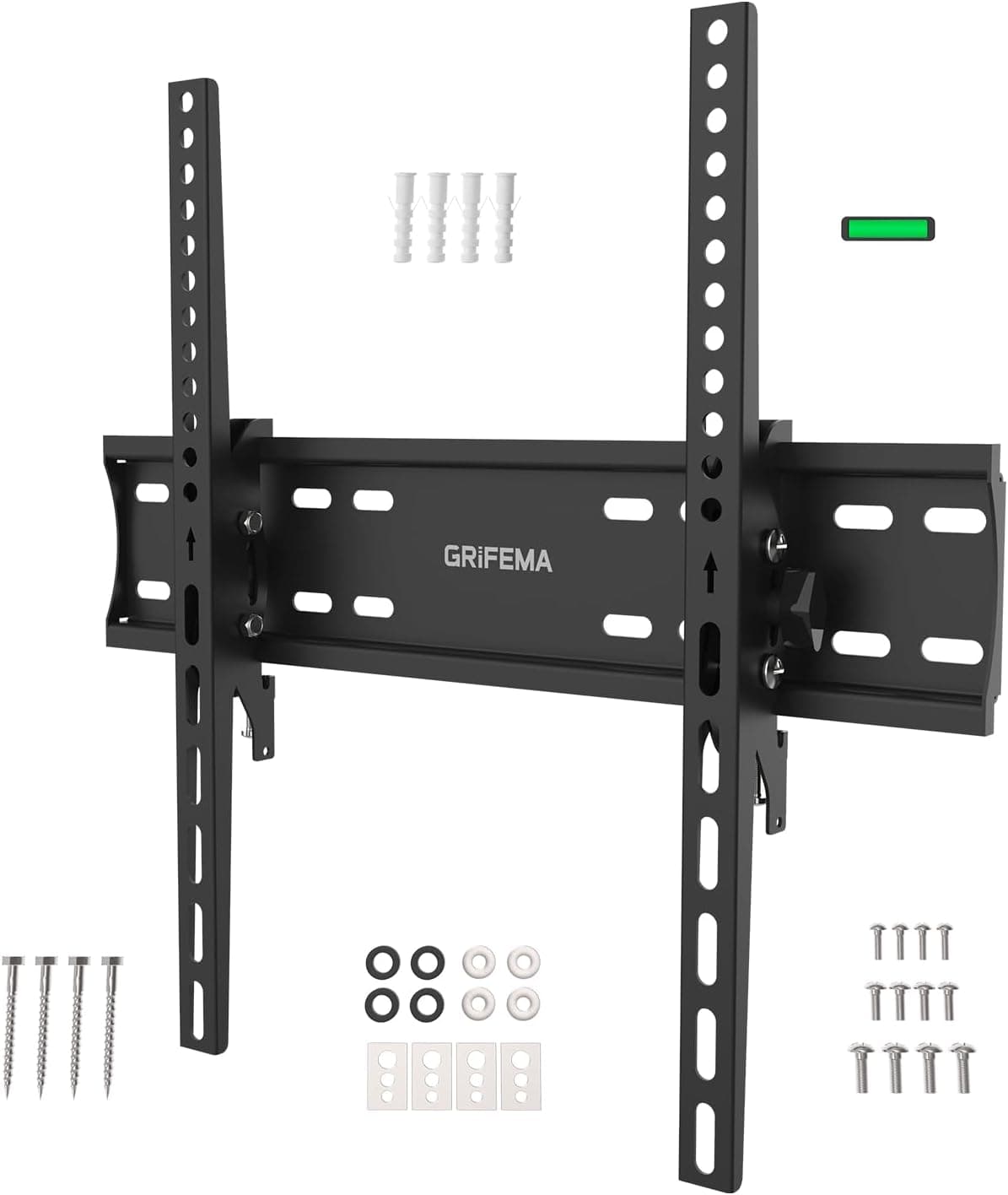 GRIFEMA GB1004-2 TV Wall Bracket for 26-65 inch, up to 50kg, Tilt TV Wall Mount with Spirit Level, Max VESA 400x400mm, Flat and Slim