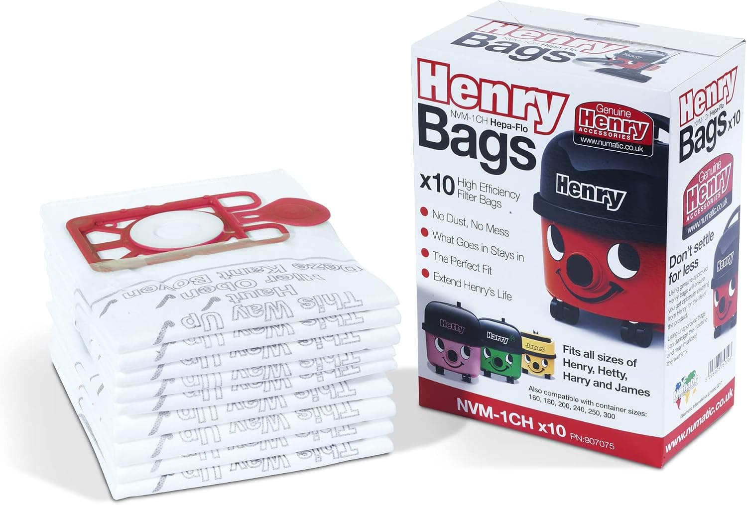 Henry Genuine NVM-1CH 907075 HepaFlo Vacuum Bags, Pack of 10 | Genuine design ensures full compatibility with commercial vacuum systems