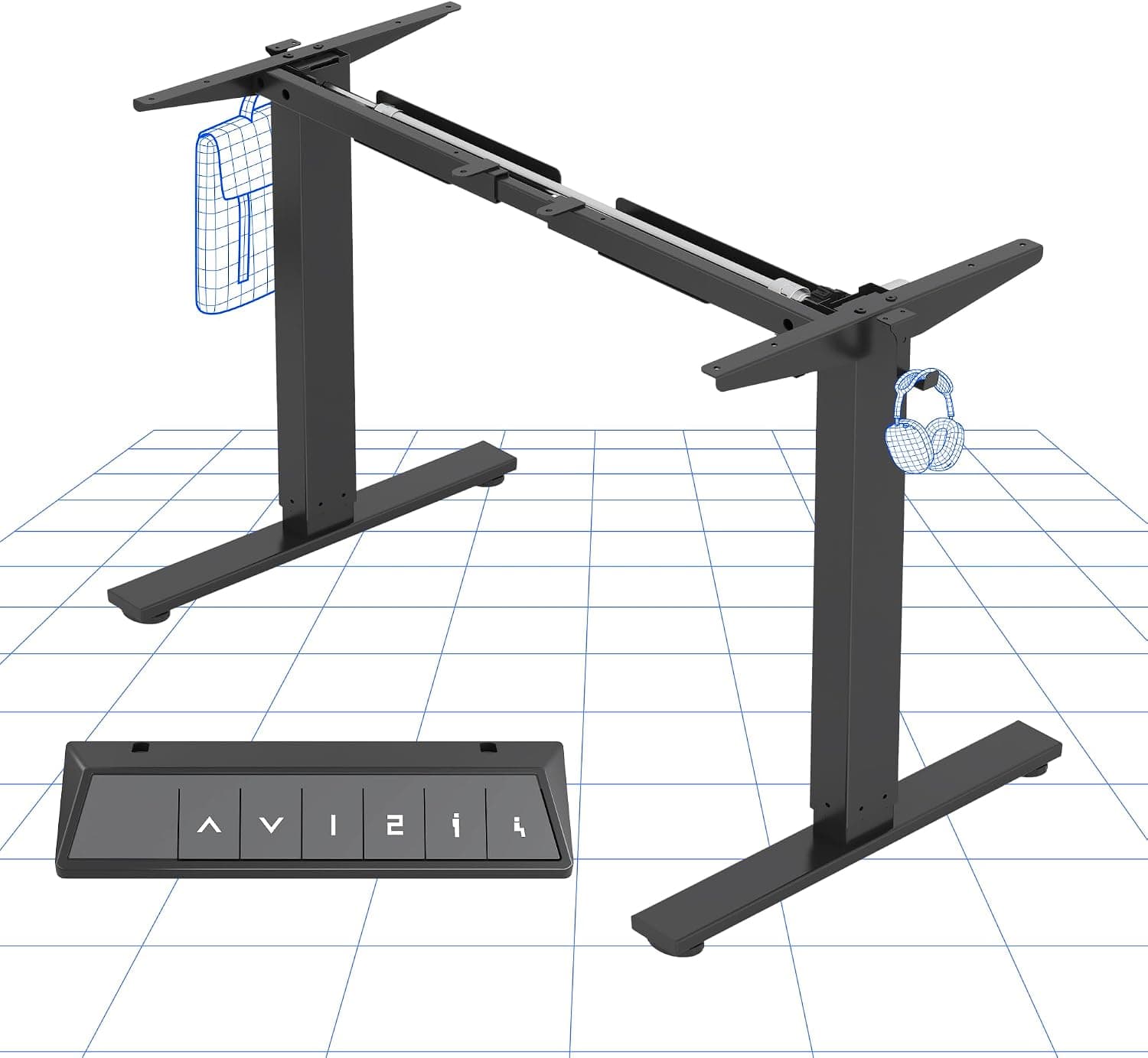 FLEXISPOT Height Adjustable Electric Standing Desk Frame Ergonomic Sit-stand Workstation with Memory Smart Panel EN1(2 Stage | Black)